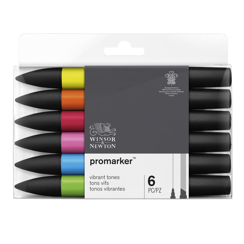 Набір маркерів двосторонніх ProMarker "Яскраві тони" 6шт, 0290110 W&N