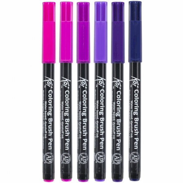 Набір маркерів Koi Coloring Brush Pen, Galaxy 6кол., Sakura 1