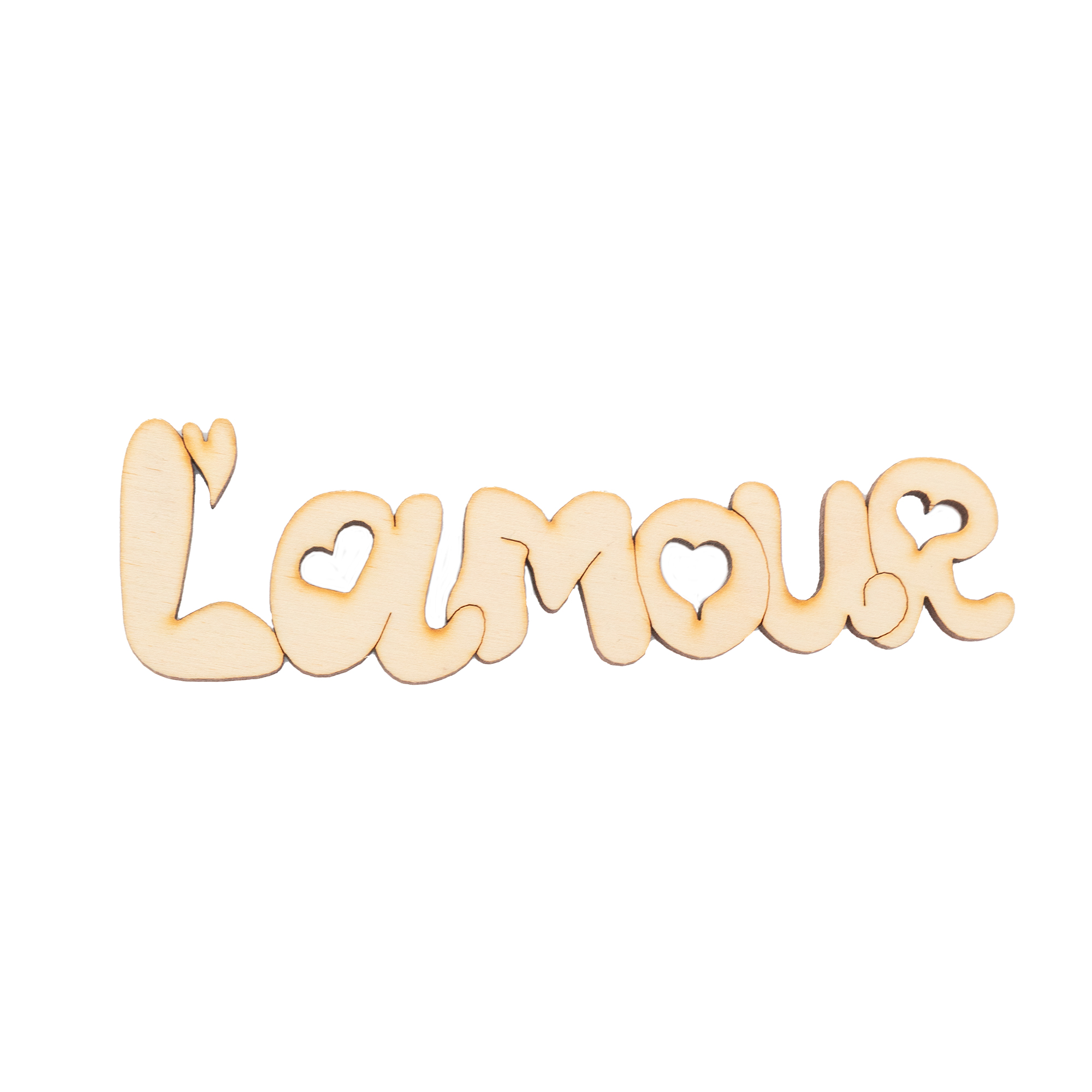 Заготовка магнита деревянная "Надпись L`amour" 125*40 мм, VD002