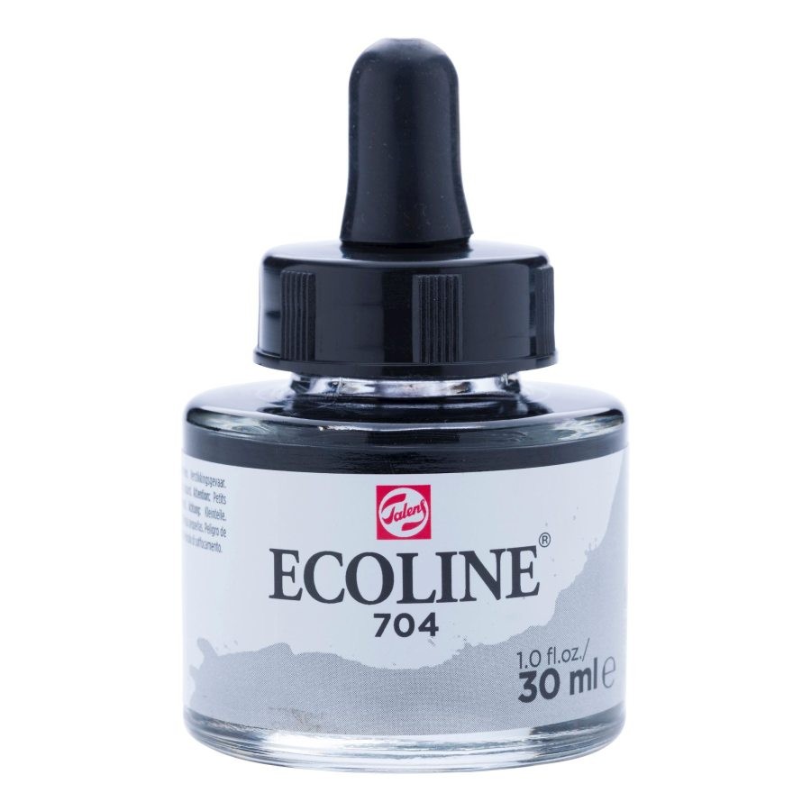 Краска акварельная жидкая Ecoline, (704), Серая, 30 мл, Royal Talens