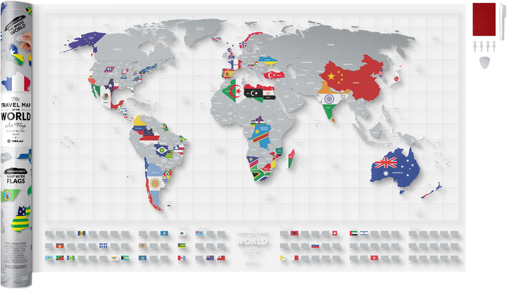 Скретч карта мира "Travel Map AIR Flags", AF, ТМ "1Dea.me"