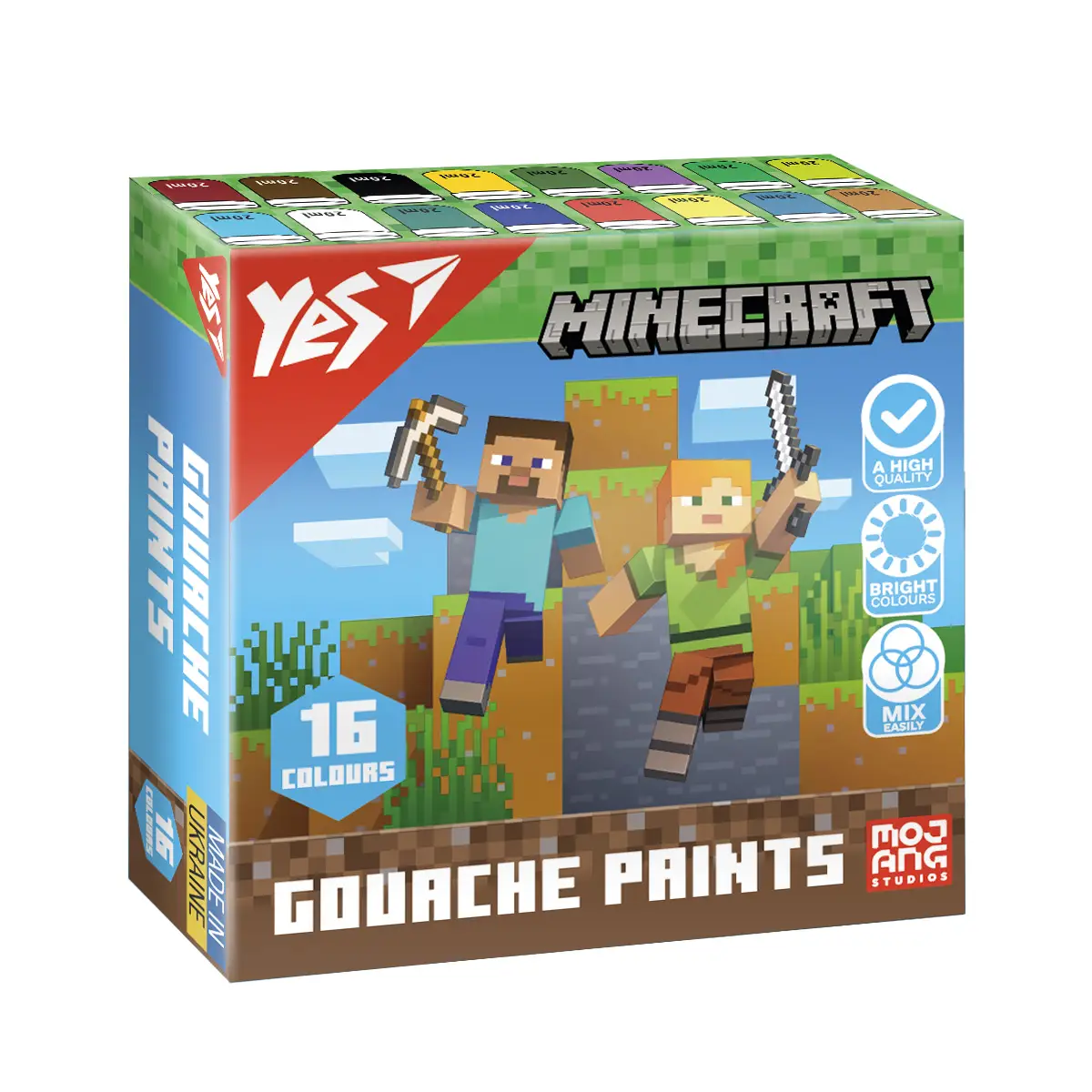 Краски гуашевые Yes "Minecraft" 16 цв., 20 мл, 230408