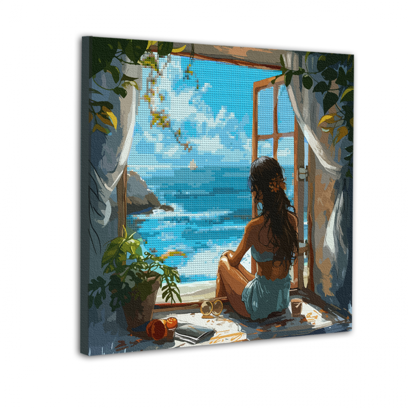 Картина за номерами з алмазною мозаїкою SANTI "Погляд на море", 40*40 см, 954995