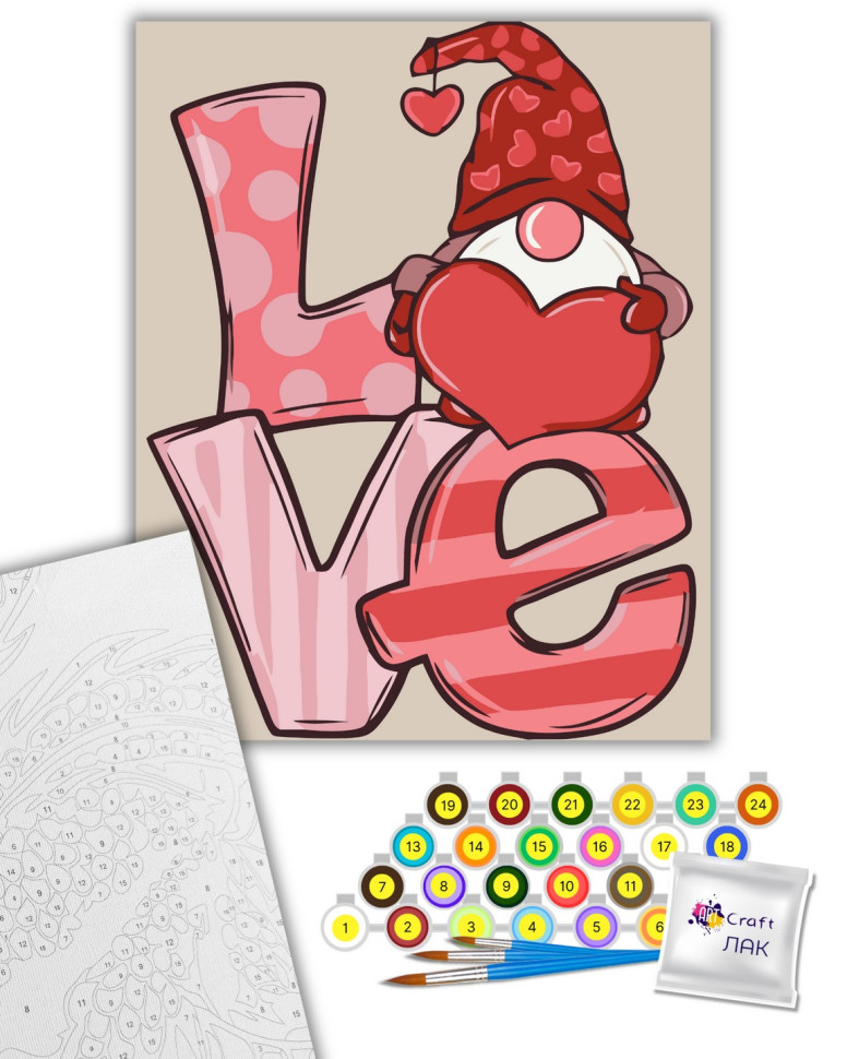 Набір для розпису по номерах 40*50 см "Гномик LOVE", 16130-AC 1