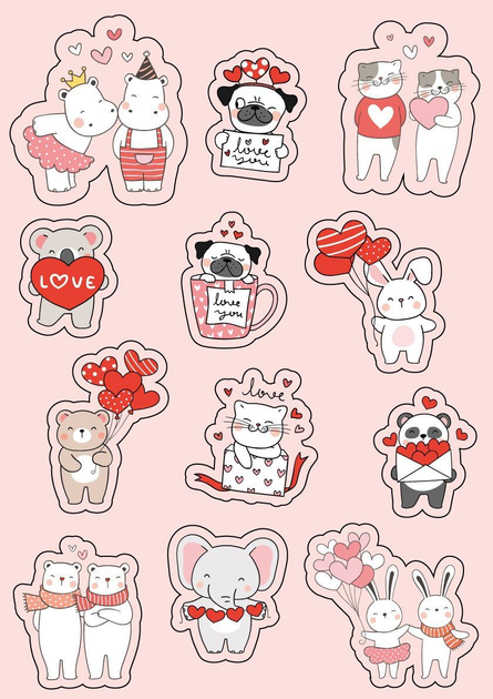 Стікерпак "Сердечкі" 21*15 см