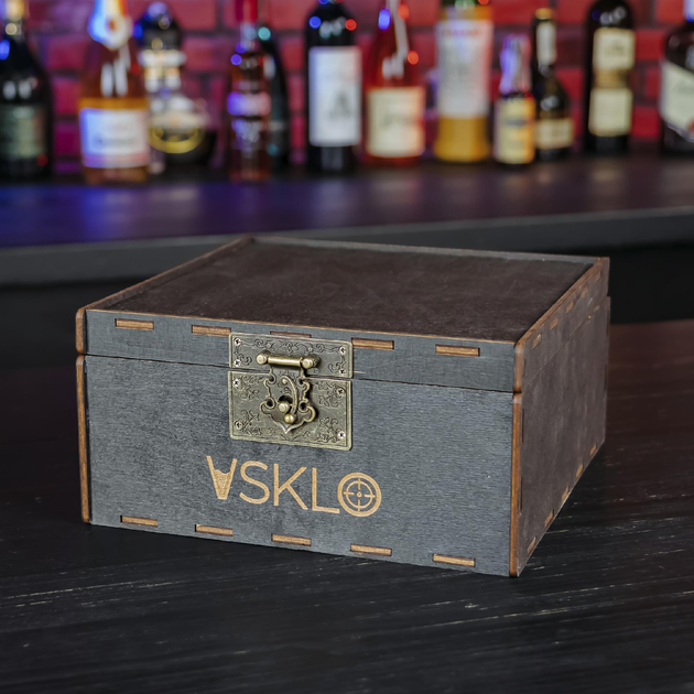 Набір "VIP" (графін 0,5 л, 2 склянки, 6 камінців, 2 костера), VSKLO 3