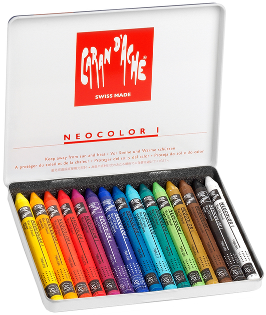 Пастель воскова водостійка 15 кол. Caran d`Ache Neocolor I мет. бокс, 7000.315 1