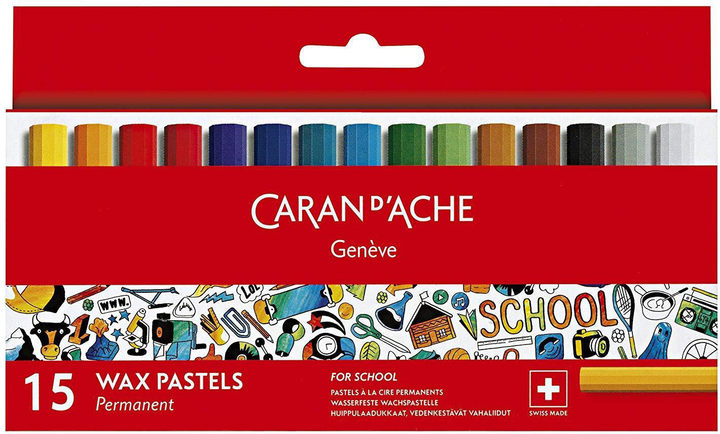 Пастель восковая перманентная 15 цв. Caran d`Ache School Line карт. бокс, 7002.715