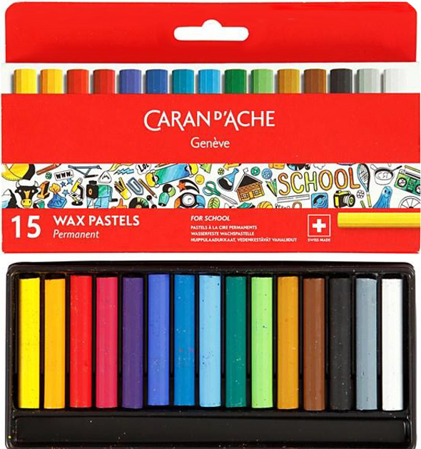 Пастель восковая перманентная 15 цв. Caran d`Ache School Line карт. бокс, 7002.715 1