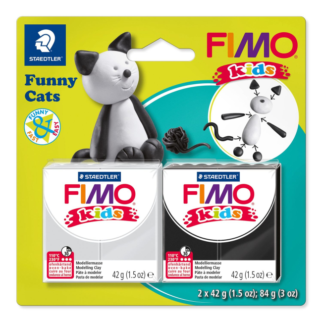Набір Fimo kids, Кумедний котик, 2 шт