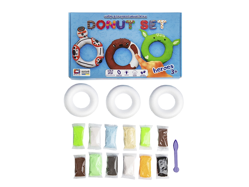 Набір легкого стрибаючого пластиліну "Donut Set Heroes", 70089 1