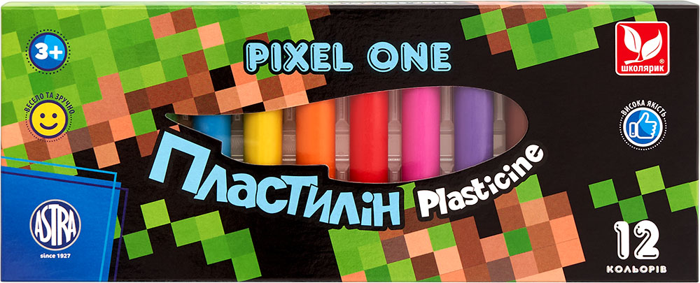 Пластилін круглий восковий "Pixel One", 12 кол., 303221005-UA