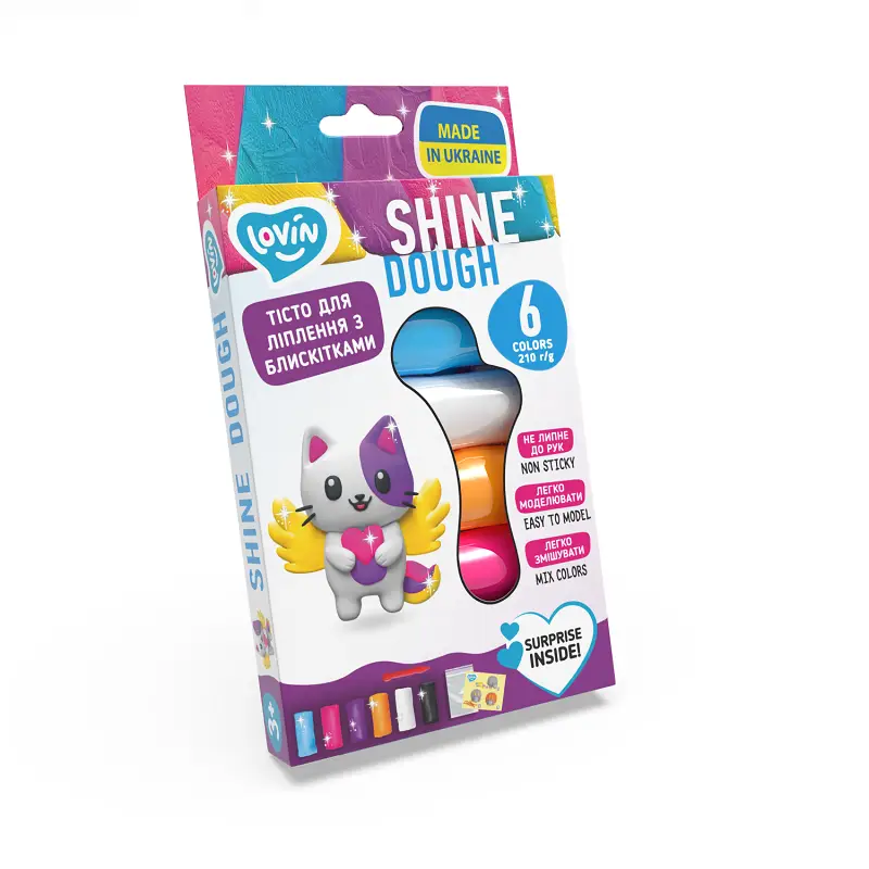 Набір для ліплення з тістом "Shine" ТМ Lovin, 6 кольорів, 41177