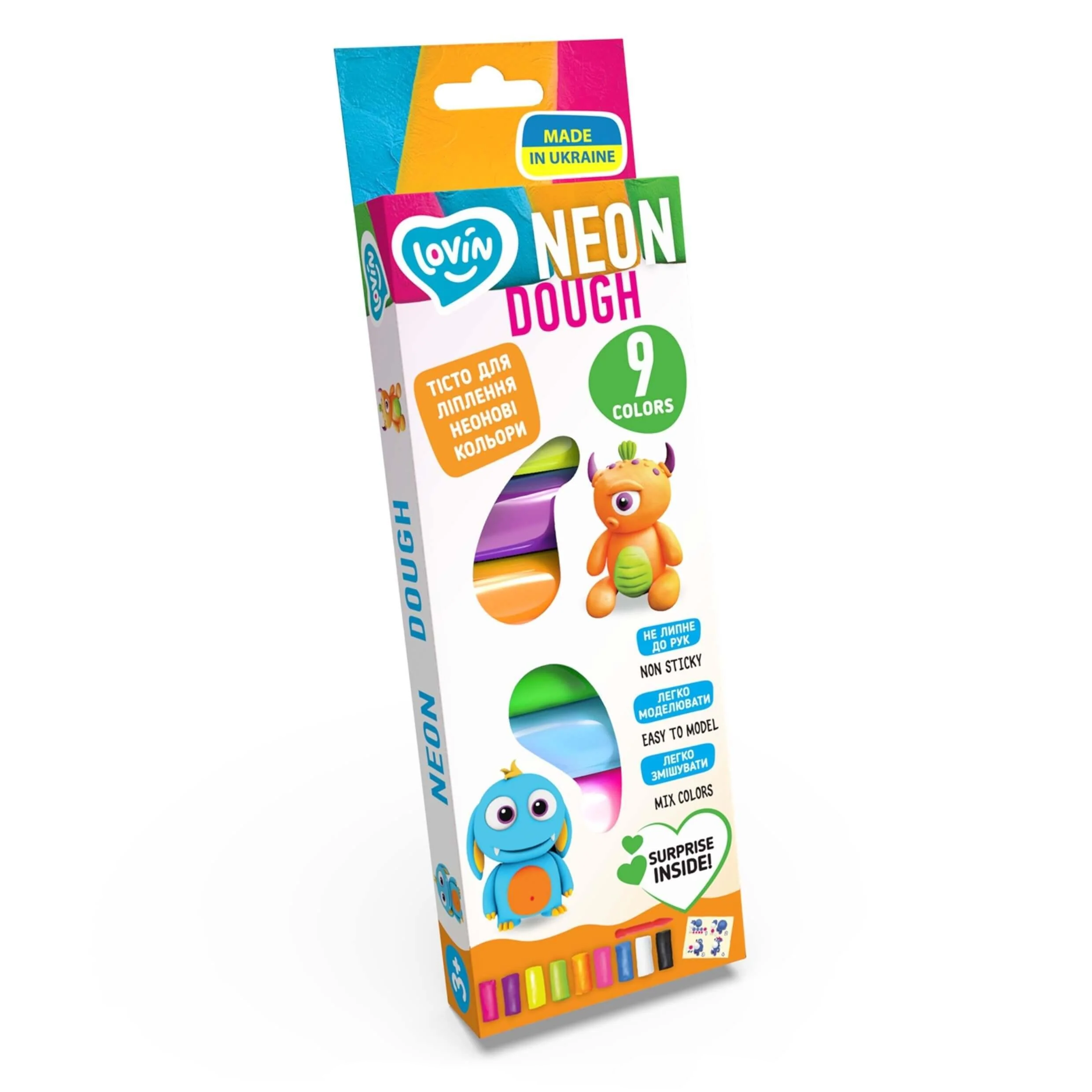 Набір для ліплення з тістом "Neon" ТМ Lovin, 9 кольорів, 41179