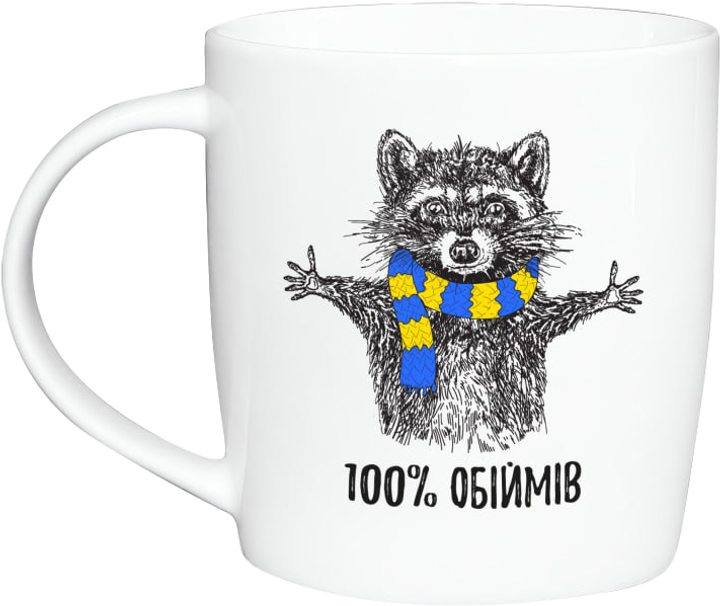 Чашка "Енот" белая, бочка, 360 мл + подарочная коробка Kvarta, 1806