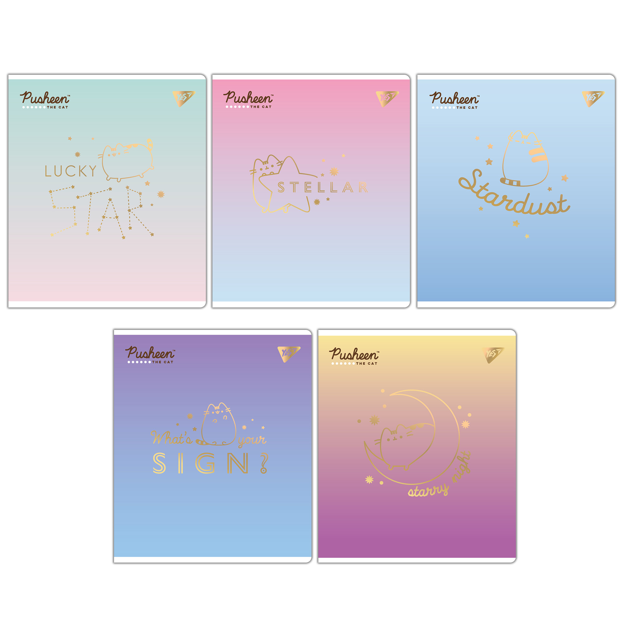 Зошит 12 кос. YES "Goldstar Pusheen", 767500