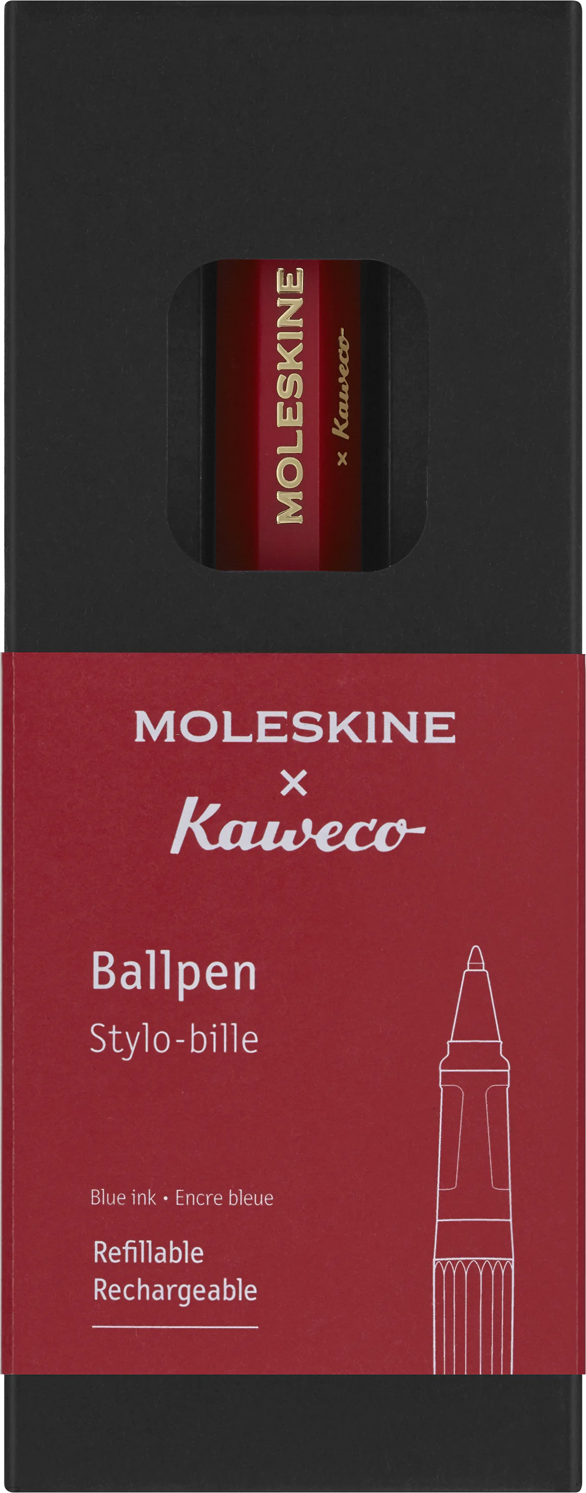 Ручка шариковая 1,0 мм , червона Moleskine x Kaweco, KAWBALLPENRED 3