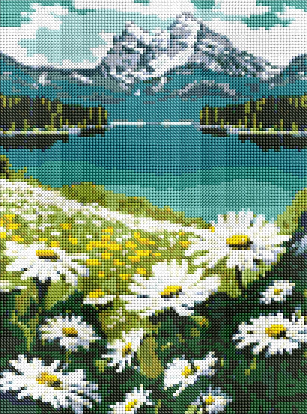 Алмазная мозаика "Цветущие ромашки" 30*40 см, AMO7803, ТМ "Ideyka"