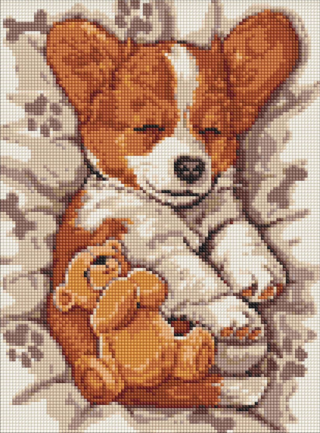 Алмазная мозаика "Сонный корги" 30*40 см, AMO8044, ТМ "Ideyka"