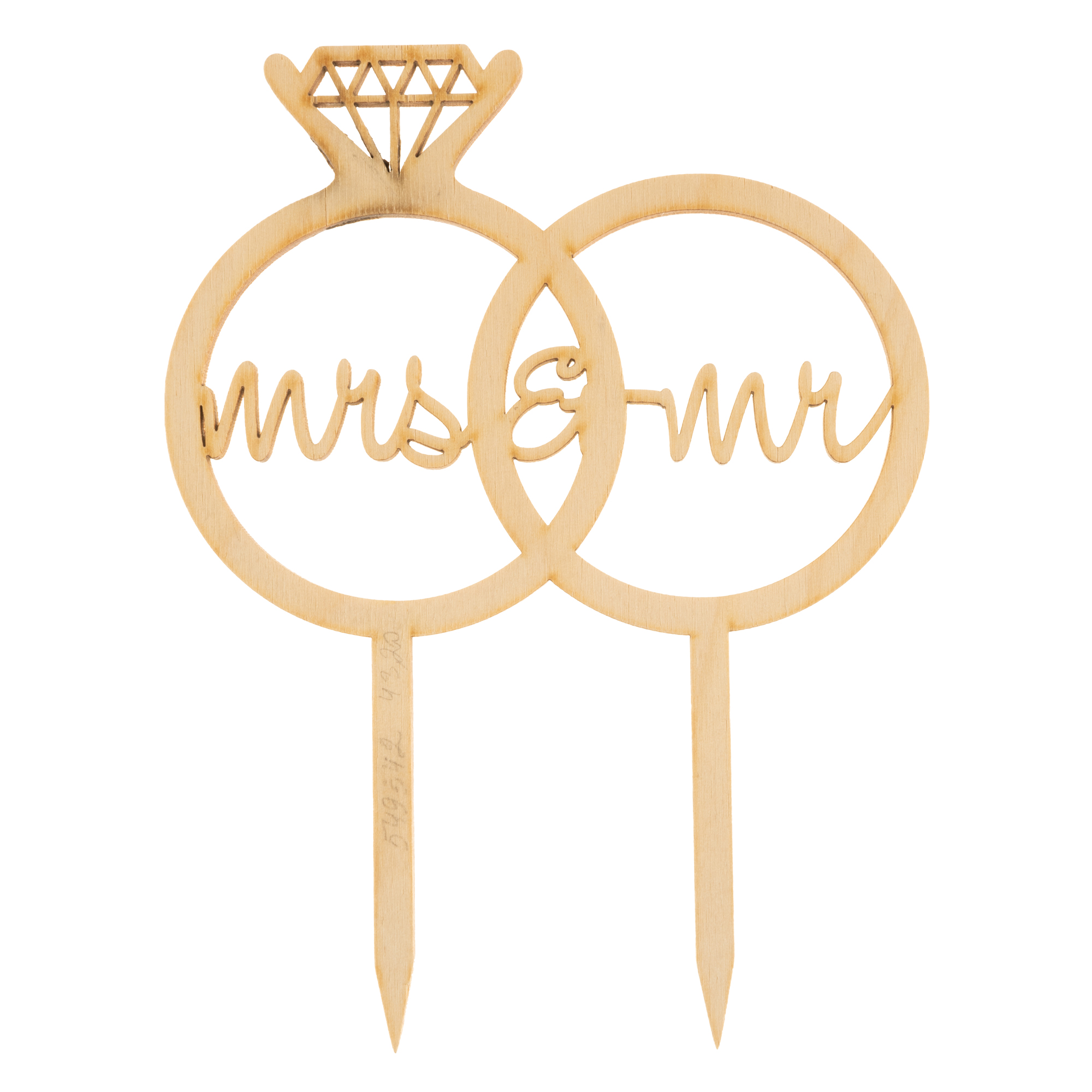 Заготівка дерев`яна Верхівка для торта "Mr@Mrs" с кільцями, ВТ30