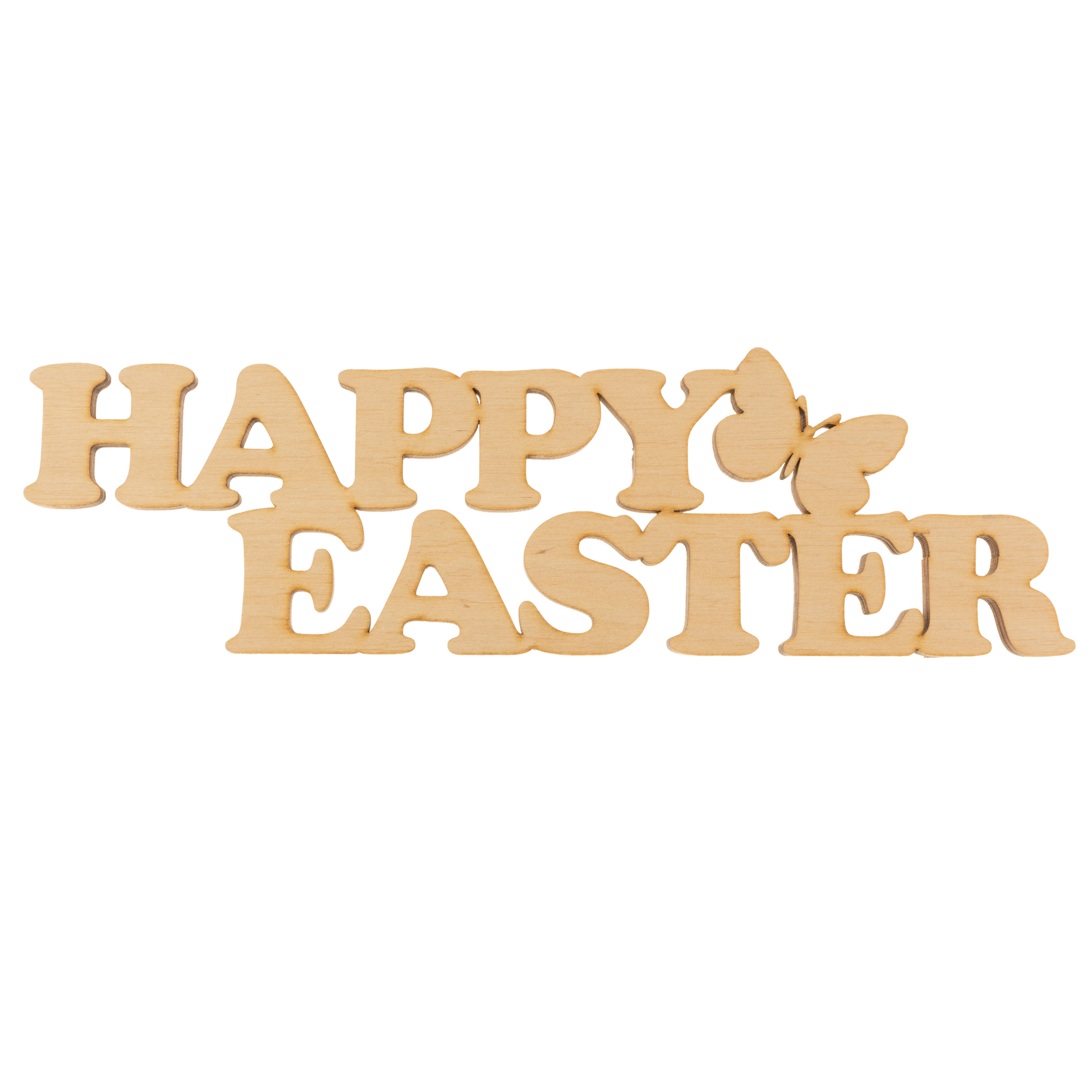 Заготовка деревянная Надпись "Happy Easter с бабочкой", ПР-П3