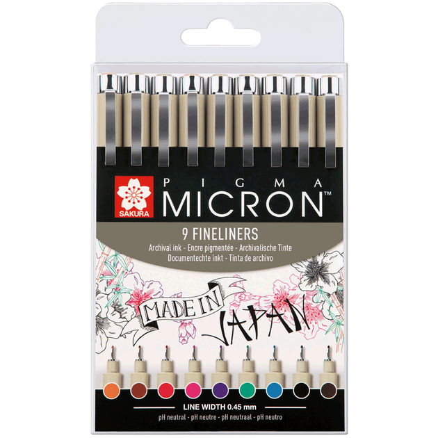 Набір лінерів Pigma Micron 9 шт. (різнокольорові), Sakura