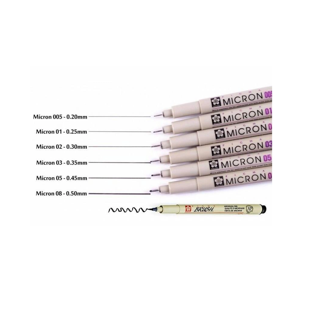 Набір лінерів Pigma Micron 6 шт+PIGMA Brush в подарунок, Sakura 1