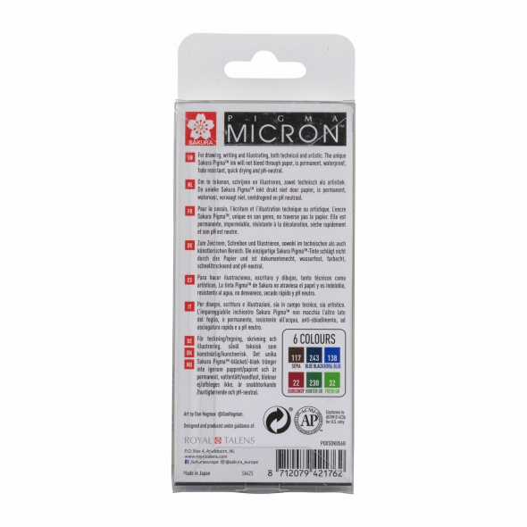 Набір лінерів Pigma Micron 05 Earth 6 шт., Sakura 2