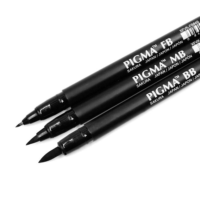 Набір лінерів-ручок Pigma Pen Brush, чорний, 3 шт, Sakura 3