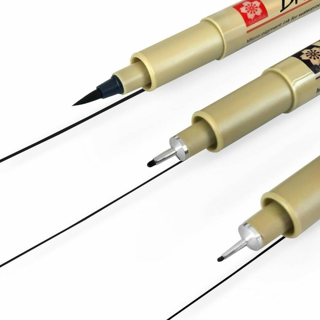 Набір лінерів Pigma Micron 2 шт., 01, 05 + Pigma Brush, Чорний, у блістері, Sakura 1