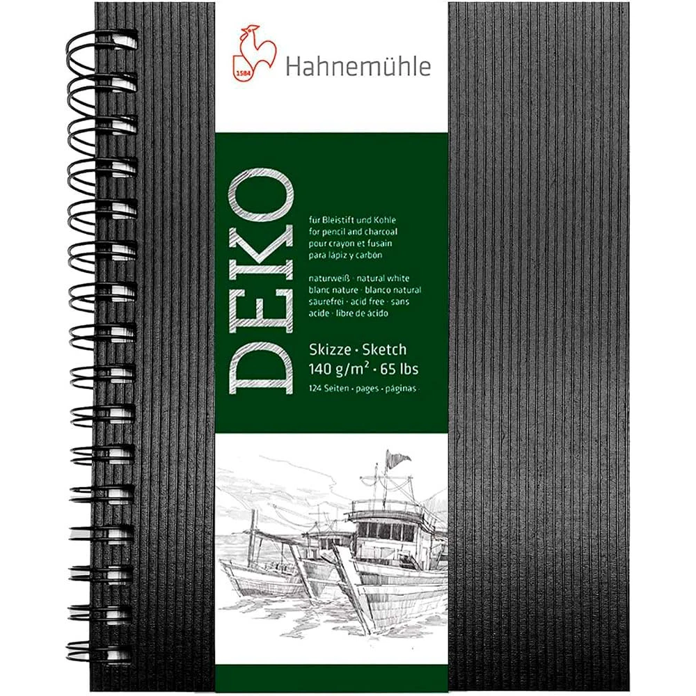 Скетчбук Deko, 62а, 140г, спіраль, білий, А5, Hahnemuhle