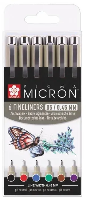 Набір лінерів Pigma Micron 05 Basic 6 шт., Sakura