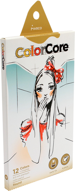 Карандаши 12 цв. ColorCore круглые, 3130-12CB, Marco 1