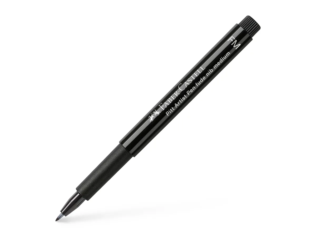 Ручка капиллярная PITT Brush Artist Pen FUDE М чёрная, 167894 Faber-Castell