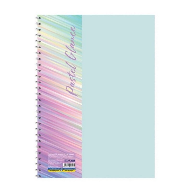 Блокнот А5, пластиковая обложка (фактура глянец), боковая спираль, 80 л., ячейка, ассорти пастел, E20308 2