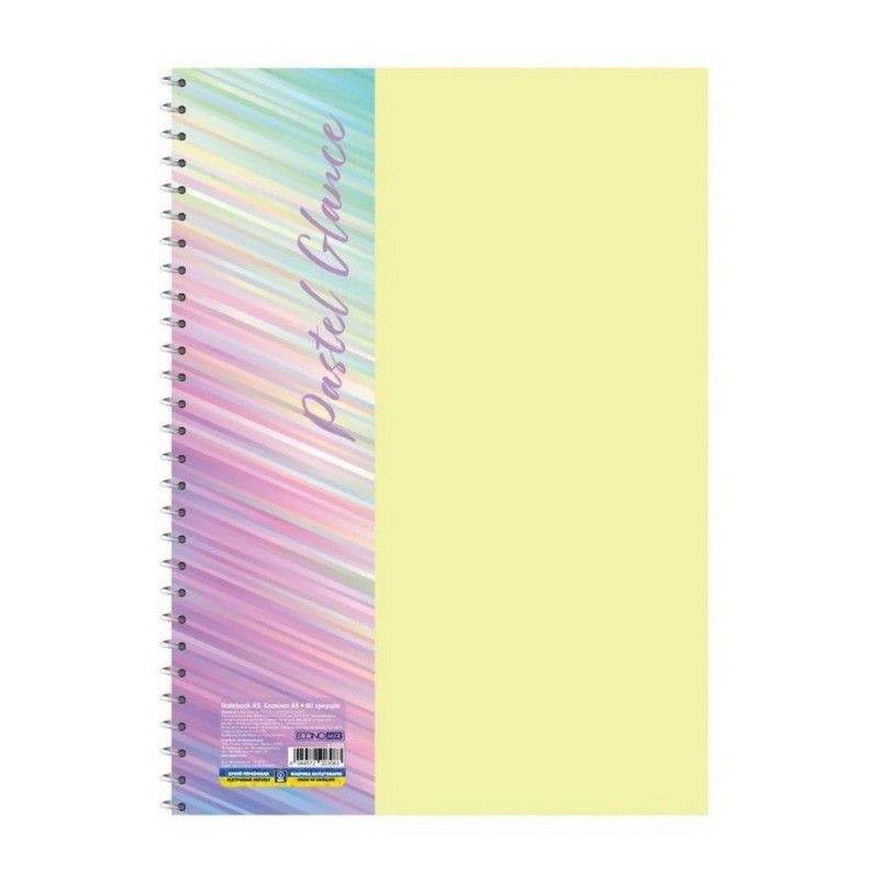 Блокнот А5, пластиковая обложка (фактура глянец), боковая спираль, 80 л., ячейка, ассорти пастел, E20308 3