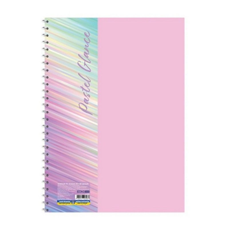Блокнот А5, пластиковая обложка (фактура глянец), боковая спираль, 80 л., ячейка, ассорти пастел, E20308 4