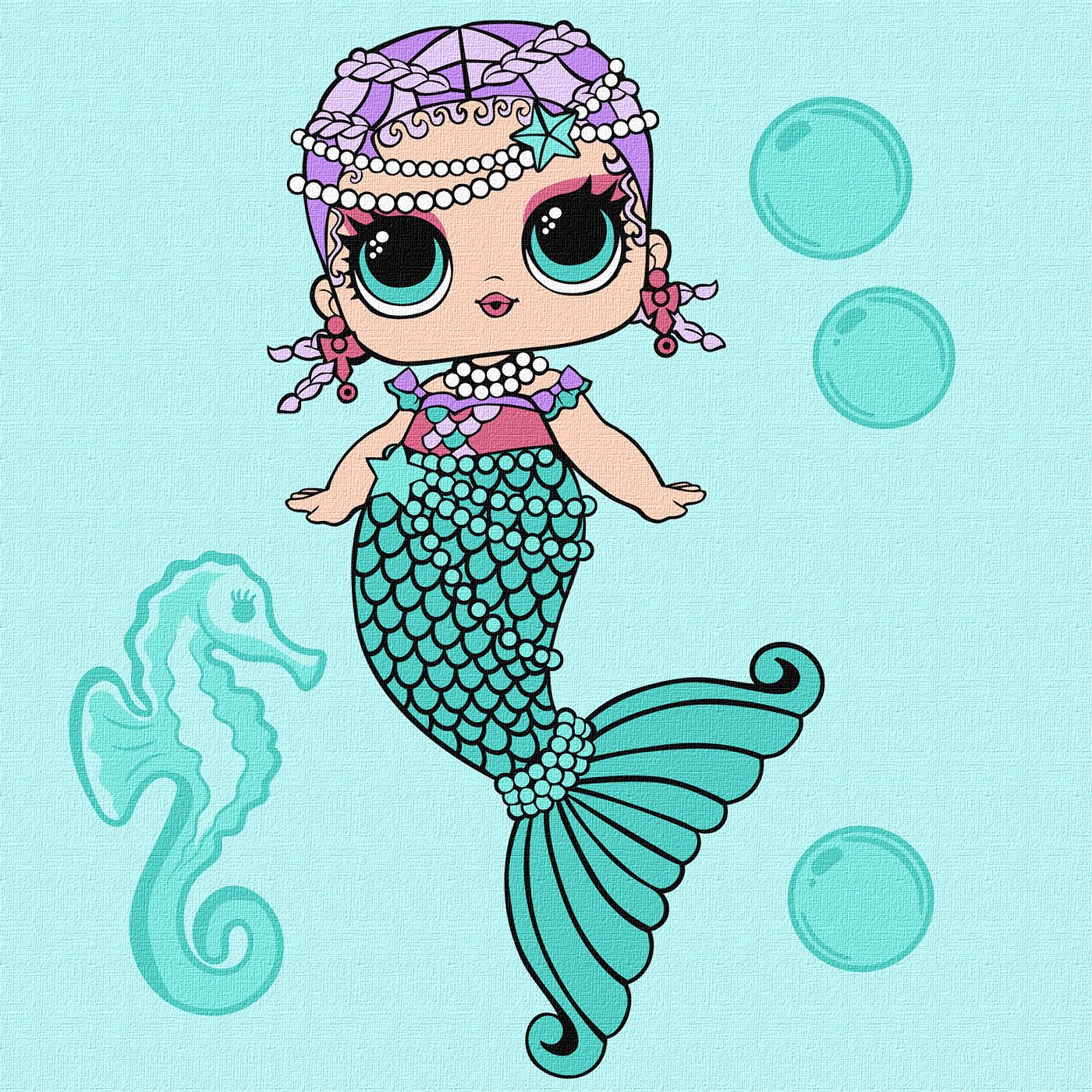 Набір для розпису по номерах "L.O.L. Surprise! Mermaids Merbaby" 40*40 см, KHO6262, ТМ "Ideyka"
