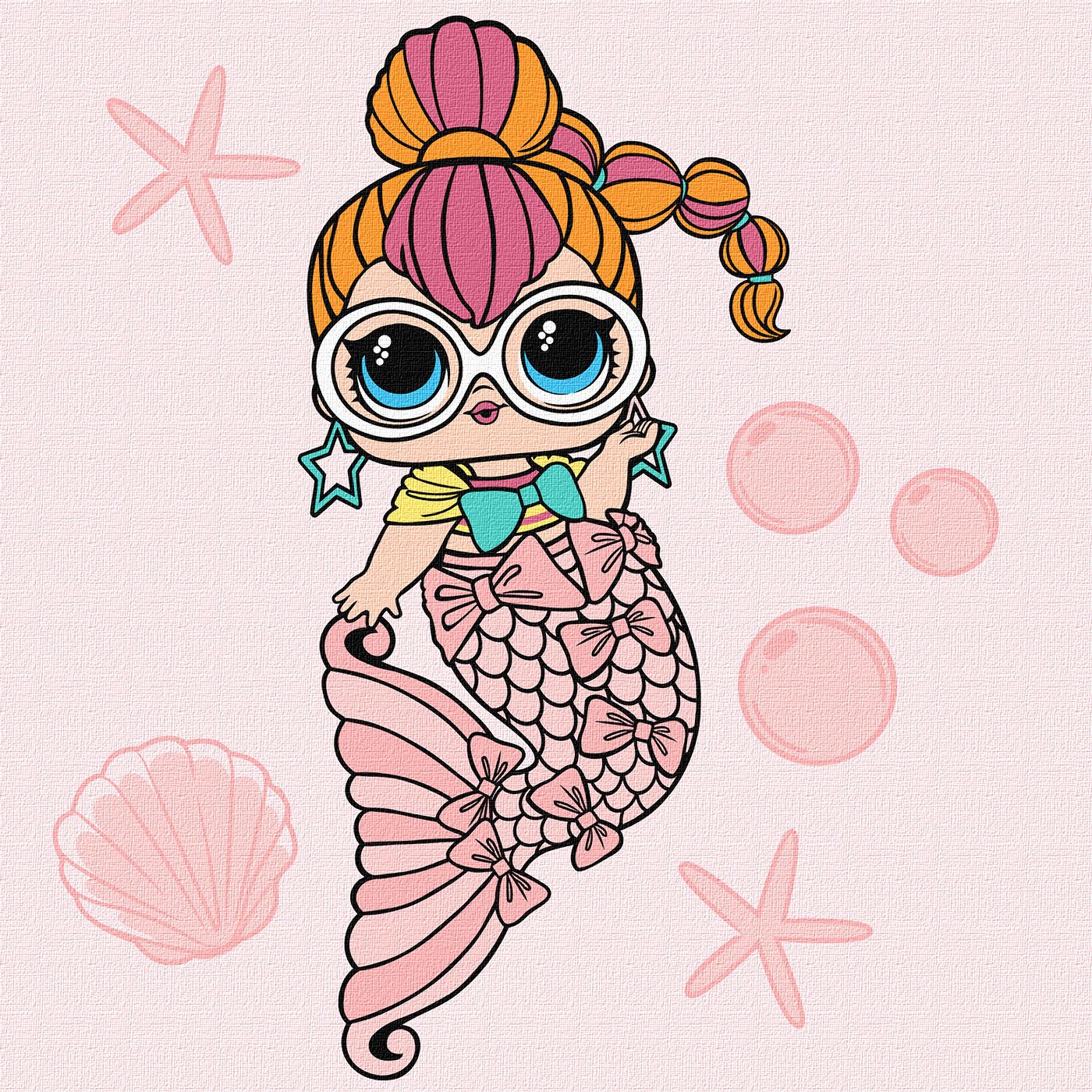 Набір для розпису по номерах "L.O.L. Surprise! Mermaids Neon QT" 40*40 см, KHO6264, ТМ "Ideyka"