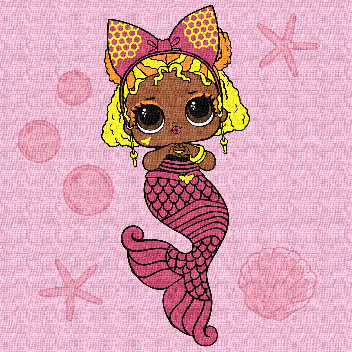 Набір для розпису по номерах "L.O.L. Surprise! Mermaids Queen Bee" 40*40 см, KHO6265, ТМ "Ideyka"