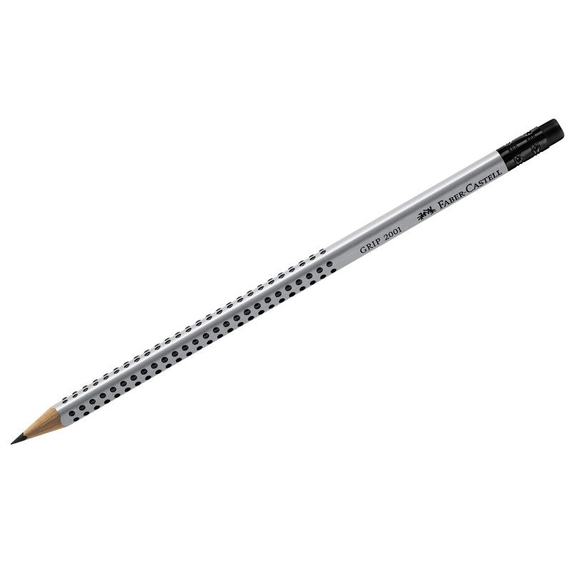 Олівець Faber Grip 2001 НB тригранний з гумкою, срібло, 117200 Faber-Castell