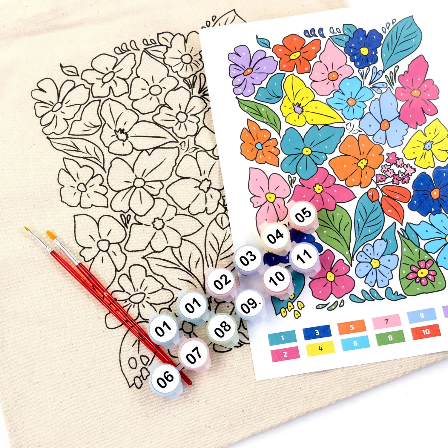 Набор, экосумка-раскраска "Funny Flowers", хлопок 220 г/м2, 38*42 см, ROSA Talent 1