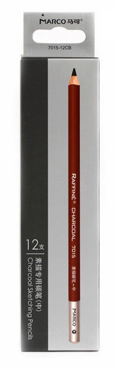Карандаши 12 шт. угольные Raffine круглые, 7015-12CB, Marco