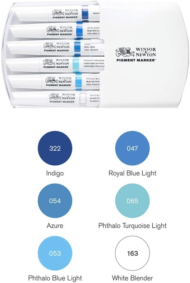 Набор маркеров двусторонних Pigment marker, Голубые тона 6шт, 0290044 W&N 4