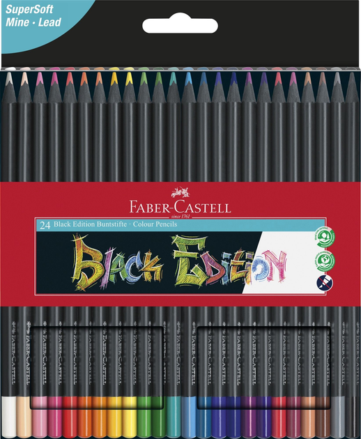 Набір олівців 24 кол. чорне дерево, тригранні, 116424 Faber-Castell