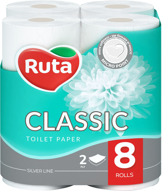 Туалетная бумага "Ruta" Classic 8рул 2ш белая (8шт/ящ), 58770944