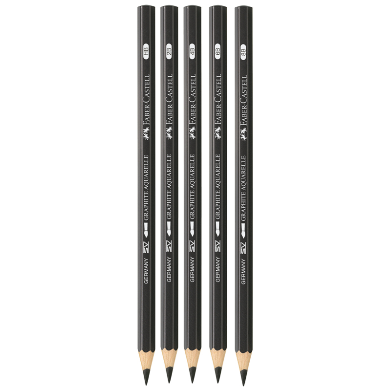 Набор карандашей графитных Graphite Aquarelle 5 шт. НВ-8В в металлической коробке, 117805 Faber-Castell 2