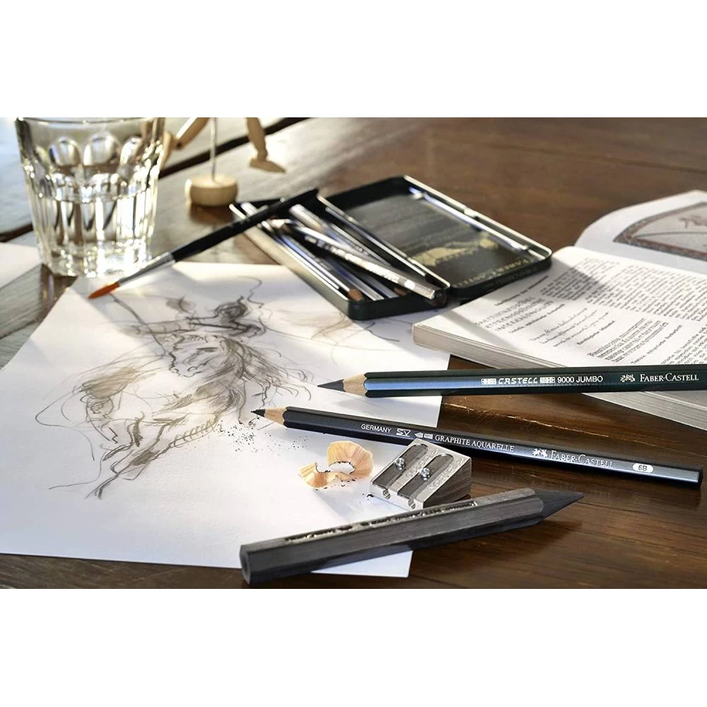 Набор карандашей графитных Graphite Aquarelle 5 шт. НВ-8В в металлической коробке, 117805 Faber-Castell 4