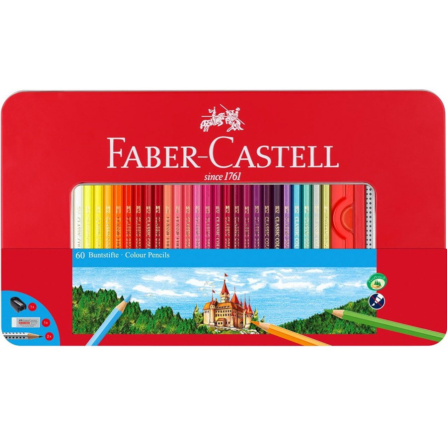 Набір олівців 60 кол. Classic з аксесуарами в мет. коробці, 115894 Faber-Castell