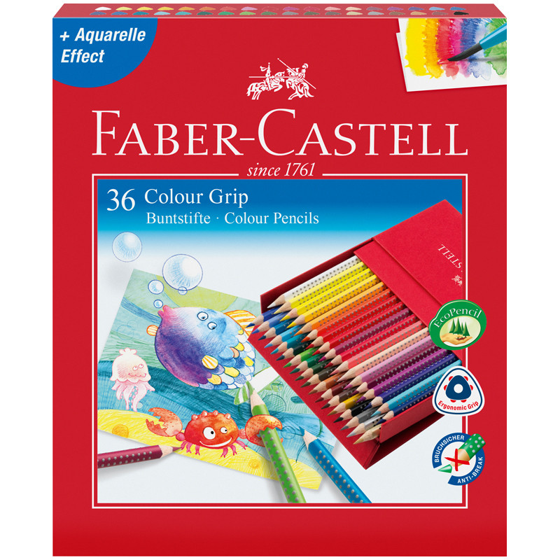 Карандаши 36 цв. акварельные GRIP2001 трёхгранные, 112436 Faber-Castell, 20697